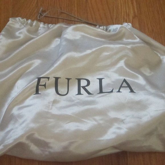 Y2K Furla Italy Ivory Suede & Rope Slouch Purse Handbag w Dust Bag - Picture 16 of 16